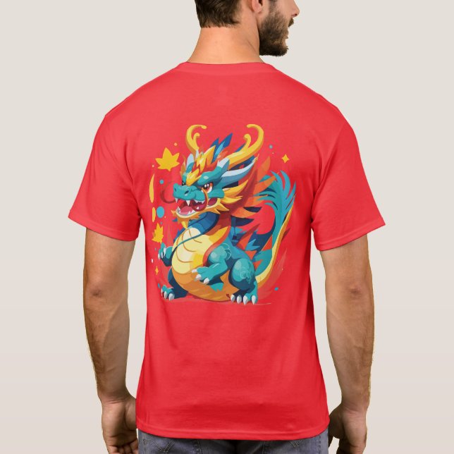 Fantastisk Tecknad Dragon T-Shirt (Baksida)