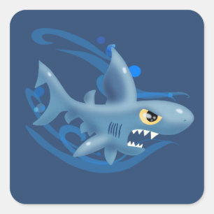 Fantastisk Tecknad Shark Fyrkantigt Klistermärke