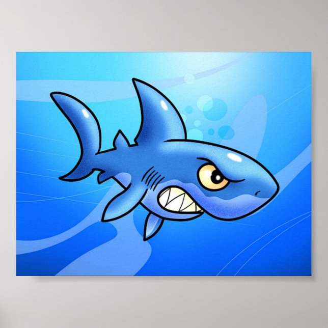 Fantastisk Tecknad Shark Poster (Framsidan)