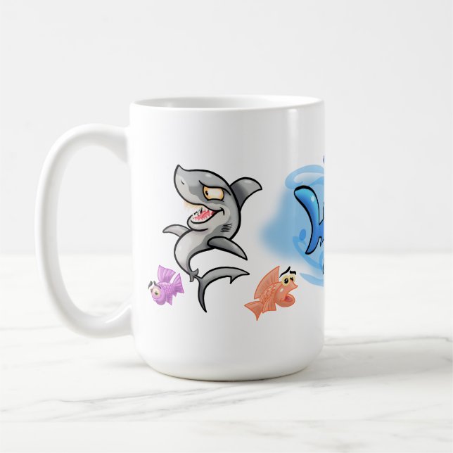 Fantastisk Tecknad Sharks Kaffemugg (Vänster)