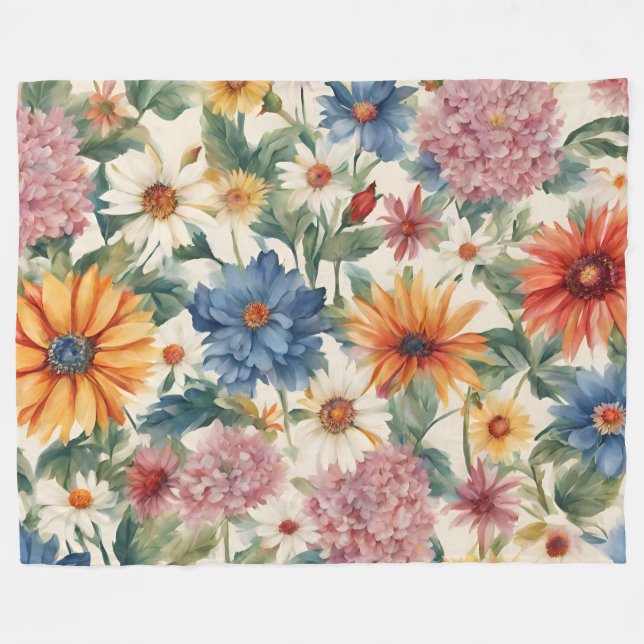 Fantastisk Tender Summer Garden Flowers Fleecefilt (Framsidan (Horisontell))