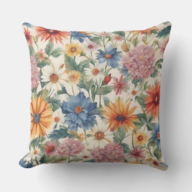 Fantastisk Tender Summer Garden Flowers Kudde (Framsida)