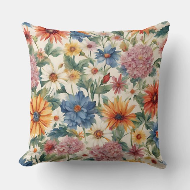 Fantastisk Tender Summer Garden Flowers Kudde (Framsida)