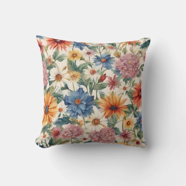 Fantastisk Tender Summer Garden Flowers Kudde (Framsida)