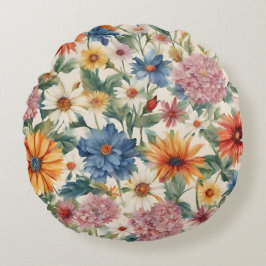 Fantastisk Tender Summer Garden Flowers Rund Kudde