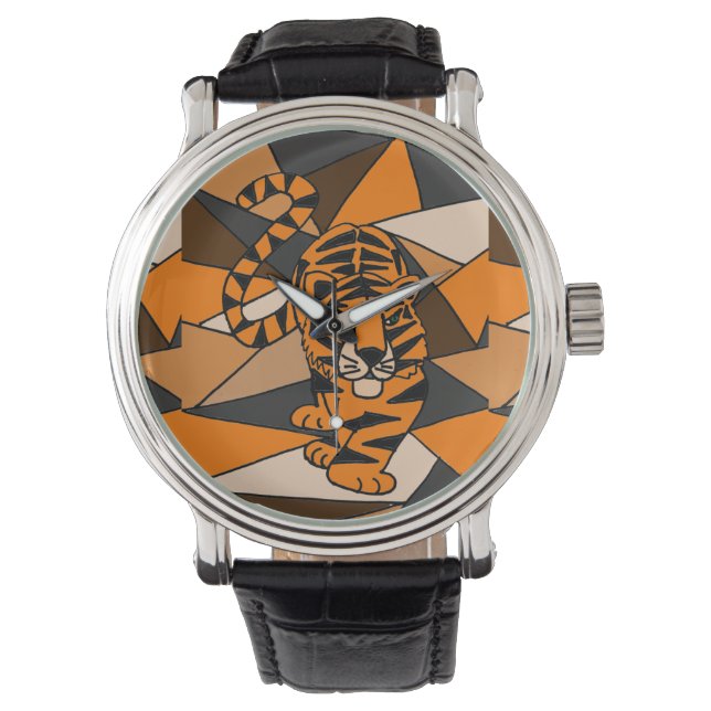 Fantastisk Tiger Abstrakt Art Watch Armbandsur (Framsida)