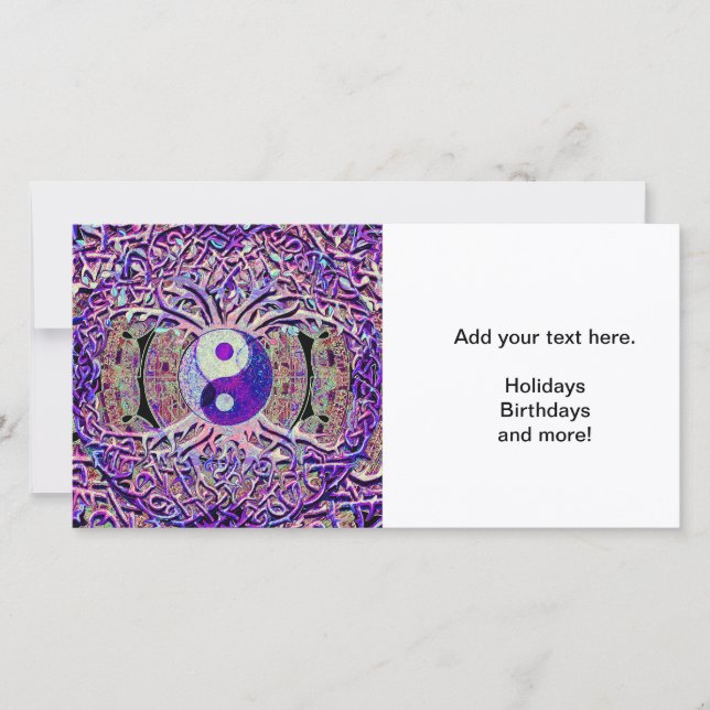 Fantastisk tittar Yin Yang träd Julkort (Framsida)