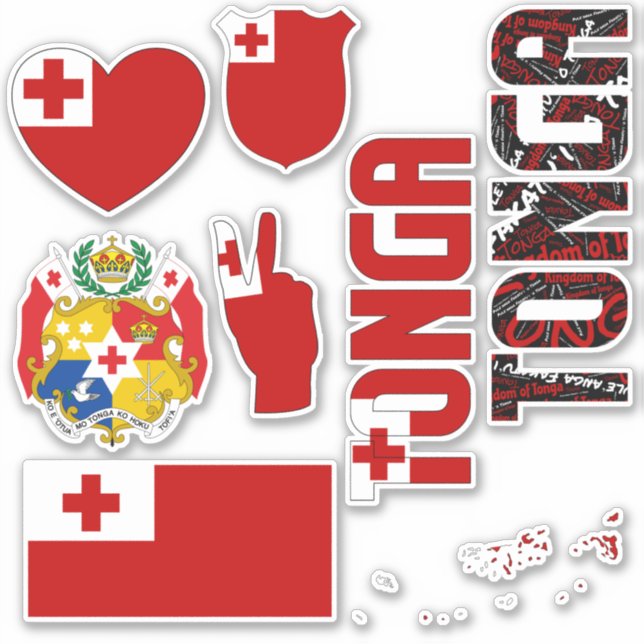 Fantastisk Tonga Shapes National Symbols Klistermärken (Framsida)