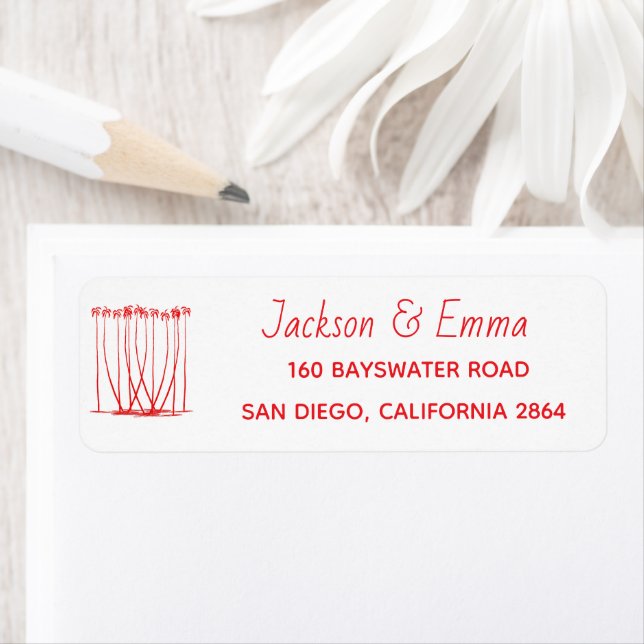 Fantastisk Träd Silhouette-julafton Returadress Etikett (Insitu)