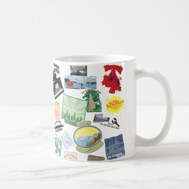 Fantastisk Travel Collage Epic Stil Art Kaffemugg (Höger)
