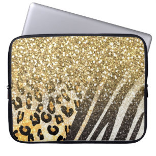 Fantastisk trendig, guld leopard och zebra tryck laptop fodral
