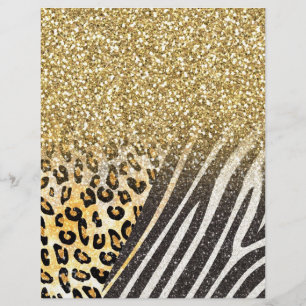 Fantastisk trendig, guld leopard och zebra tryck reklamblad