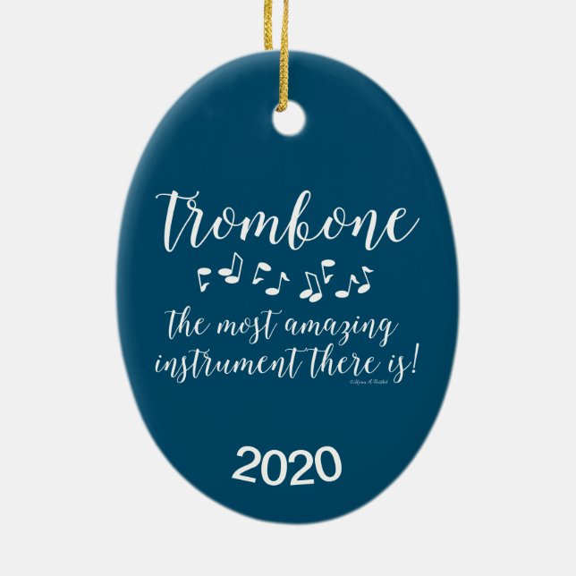 Fantastisk Trombone Julgransprydnad Keramik (Baksidan)