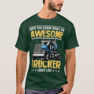 Fantastisk Trucker Semi Lastbil Driver 18 Wheeler  T Shirt