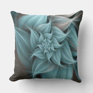 Fantastisk Turkos Flower Fractal Kudde