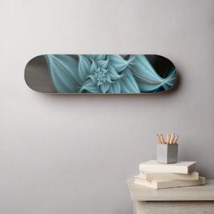 Fantastisk Turkos Flower Fractal Mini Skateboard Bräda 18,5 Cm