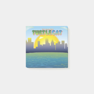 Fantastisk Turtlecats stadsbakgrund och Logotyp Post-it Block