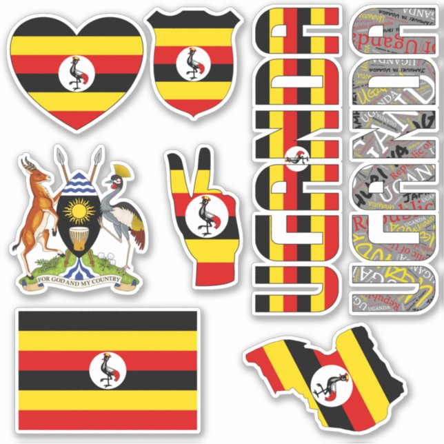 Fantastisk Uganda Shapes National Symbols Klistermärken (Framsida)