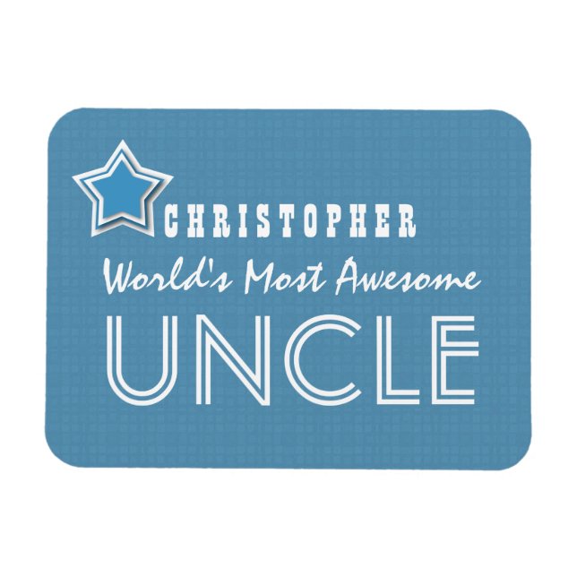 Fantastisk UNCLE Blue White med Star och Namn B31 Magnet (Horisontell)
