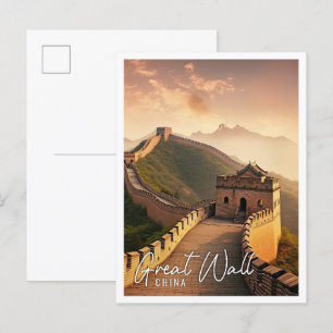 Fantastisk Underbar China Mur och dimmig soluppgån Vykort