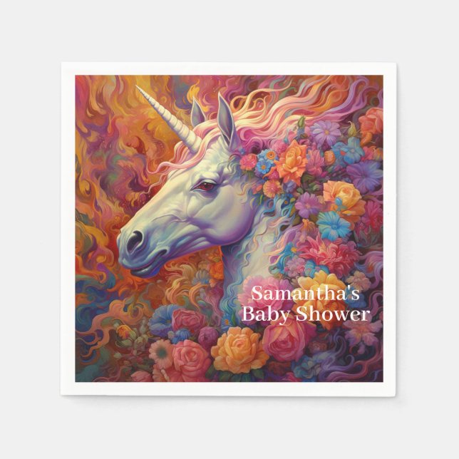 Fantastisk Unicorn Baby Shower Pappersservett (Framsidan)