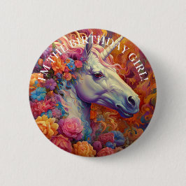 Fantastisk UNICORN Birthday GIRL Knapp