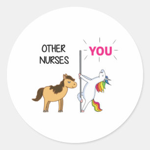 Fantastisk Unicorn Gift for Nurse Runt Klistermärke