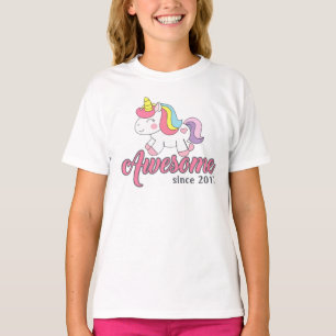 Fantastisk unicorn-regnbåge rosa söt tecknad födel t shirt
