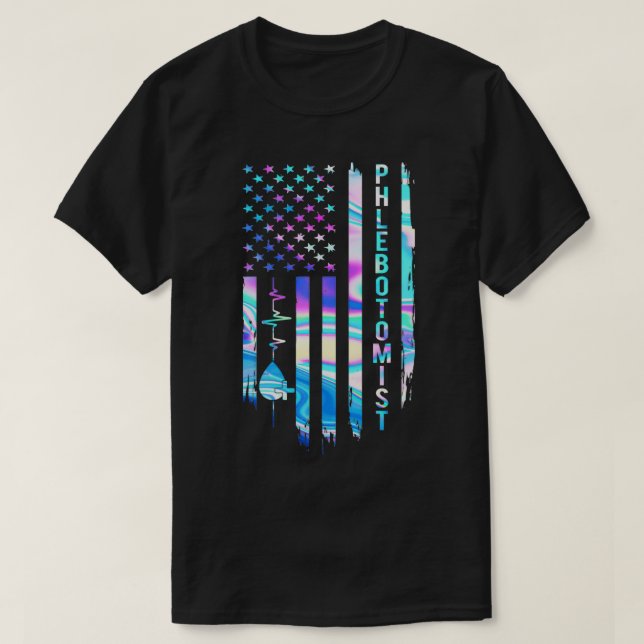 Fantastisk US Flagga Heart Phlebotomist T Shirt (Design framsida)