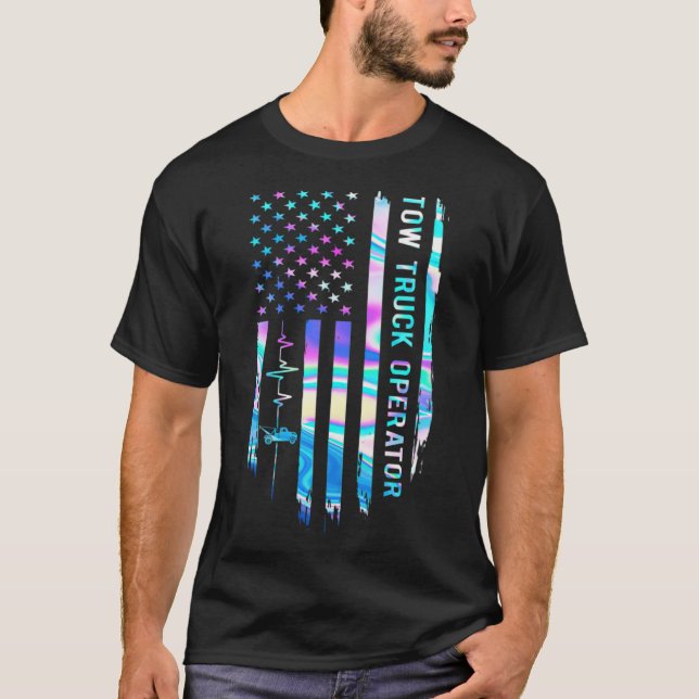 Fantastisk, US Flagga Heart Tow lastbil, operator  T Shirt (Framsida)