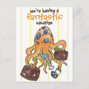 Fantastisk vaccinering Funny Tecknad Octopus Vykort