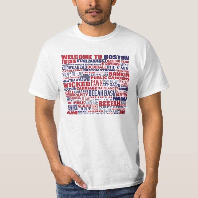 Fantastisk välkomnande till den Boston "Wordle" T-shirt (Framsida)