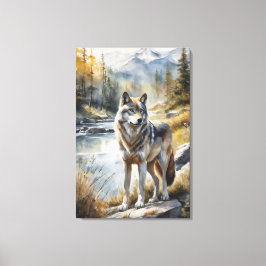 Fantastisk Varg Någonstans i Vacker Natur Canvastryck