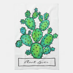 Fantastisk vattenfärg, prickly Cactus Kökshandduk