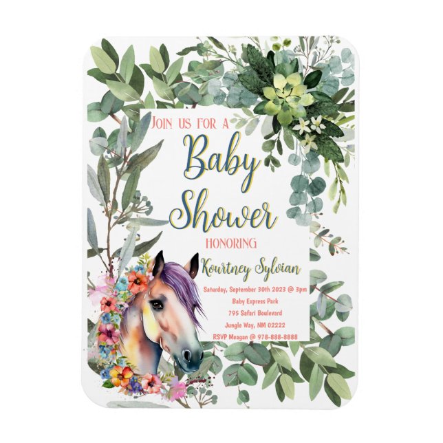 Fantastisk vattenfärgsskare för Blommigt av häst,  Magnet (Vertikal)
