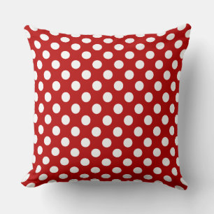 Fantastisk Vibrant Red and White Polka Dot Mönster Kudde