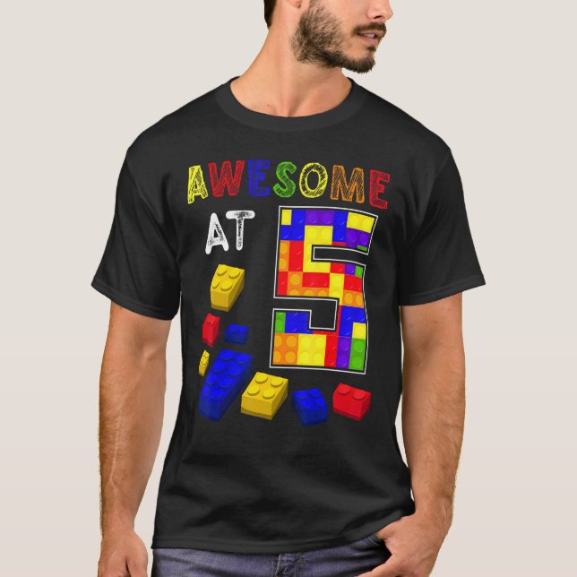 Fantastisk vid 5 års gamla blockbyggare, barn 5 t shirt (Framsida)