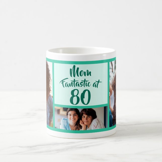 Fantastisk vid 80 Mamma födelsedagskalender fotoko Kaffemugg (Center)