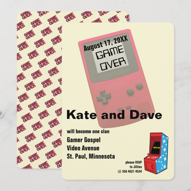 Fantastisk Videospelarbröllopsfest Inbjudningar (Fram/baksida)