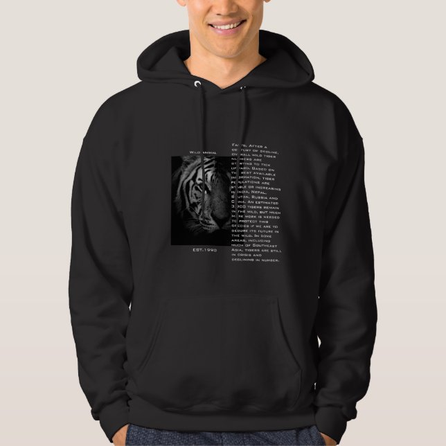 Fantastisk vild djurtiger skriver ut svart vitt ma hoodie (Framsida)