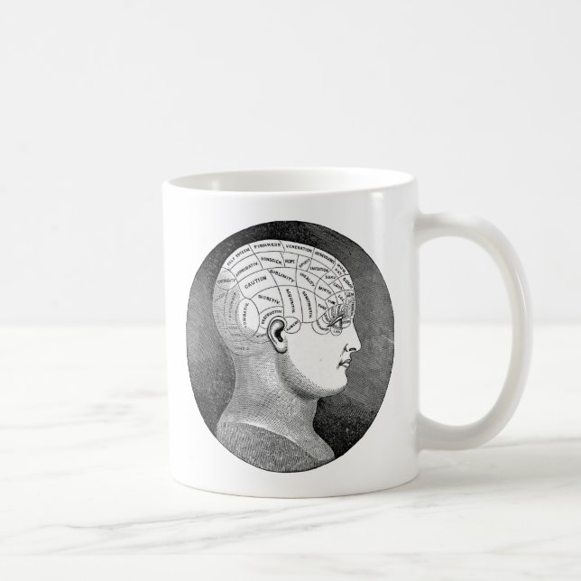 Fantastisk Vintage Art Frenologihuvuddiagram Kaffemugg (Höger)