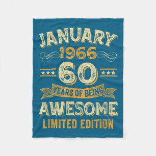 Fantastisk Vintage Januari 1966 60-årsdag Fleecefilt