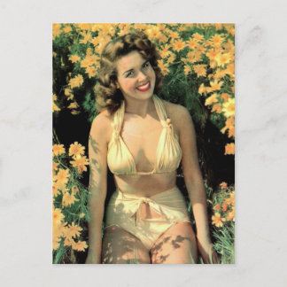 Fantastisk Vintage Pin Up Girl Swimfit Photo Vykort