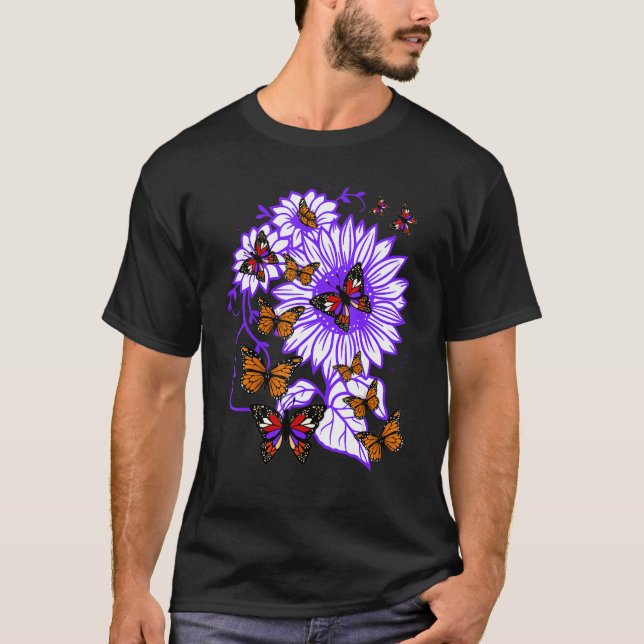 Fantastisk violetta tjejer hår Butterfly nytt liv  T Shirt (Framsida)
