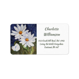 Fantastisk vit Daisy Flowers i Watercolor Adress Adressetikett