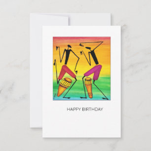 Fantastisk Watercolor African Drumming Birthday Ca