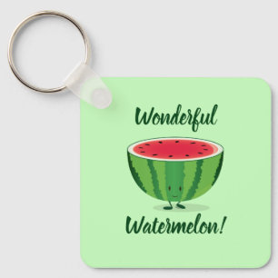 Fantastisk Watermelon Grönt Food Frukt Tecknad Nyckelring