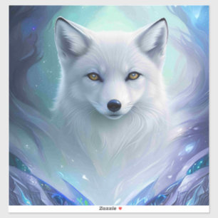 Fantastisk White Snö Fox på Isig Land Klistermärken