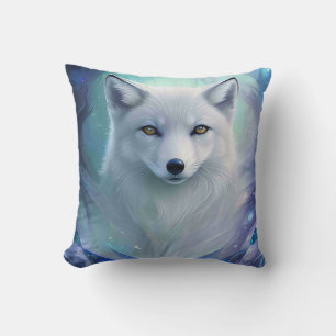 Fantastisk White Snö Fox på Isig Land Kudde