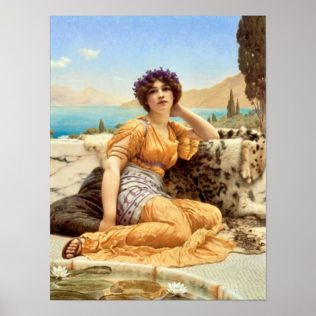 Fantastisk Woman i Orange av John William Godward Poster (Framsidan)